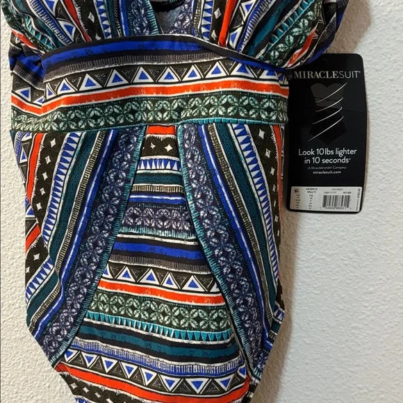 NWT Miraclesuit Multicolor Patterned One Piece - Picture 2 of 7